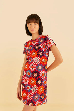 Vestido adidas estampado sunny day vivid red