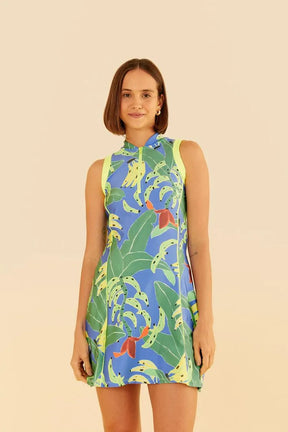 Vestido beach tennis estampado folhas de banana