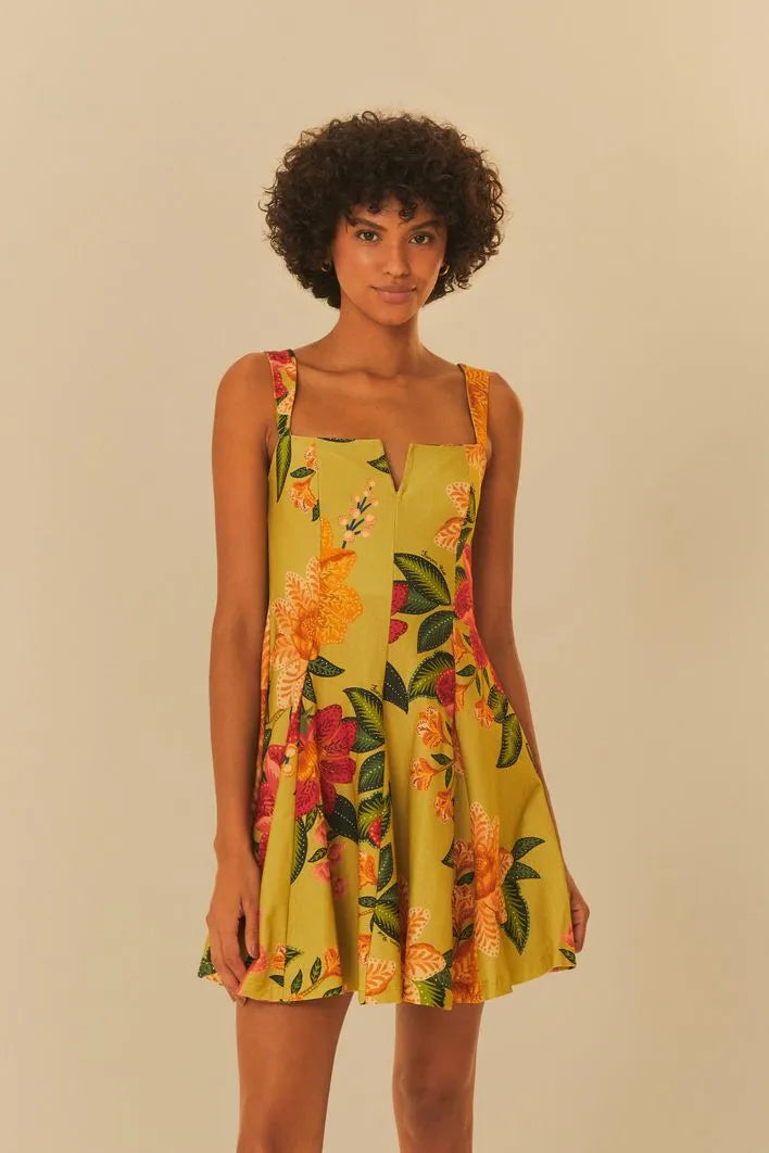 Vestido curto estampado arara em flor